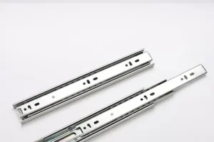 Metal drawer slides prepared for nightstand hardware selection and buyer quality review