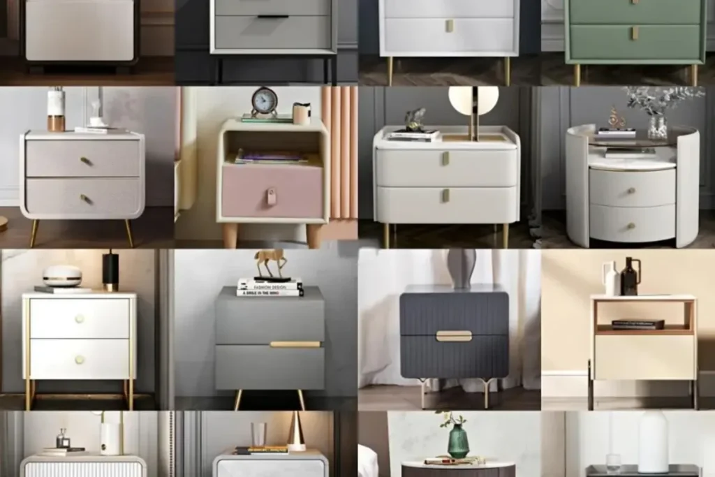 Multiple nightstand drawer structures used for hardware selection, gap review, and range planning